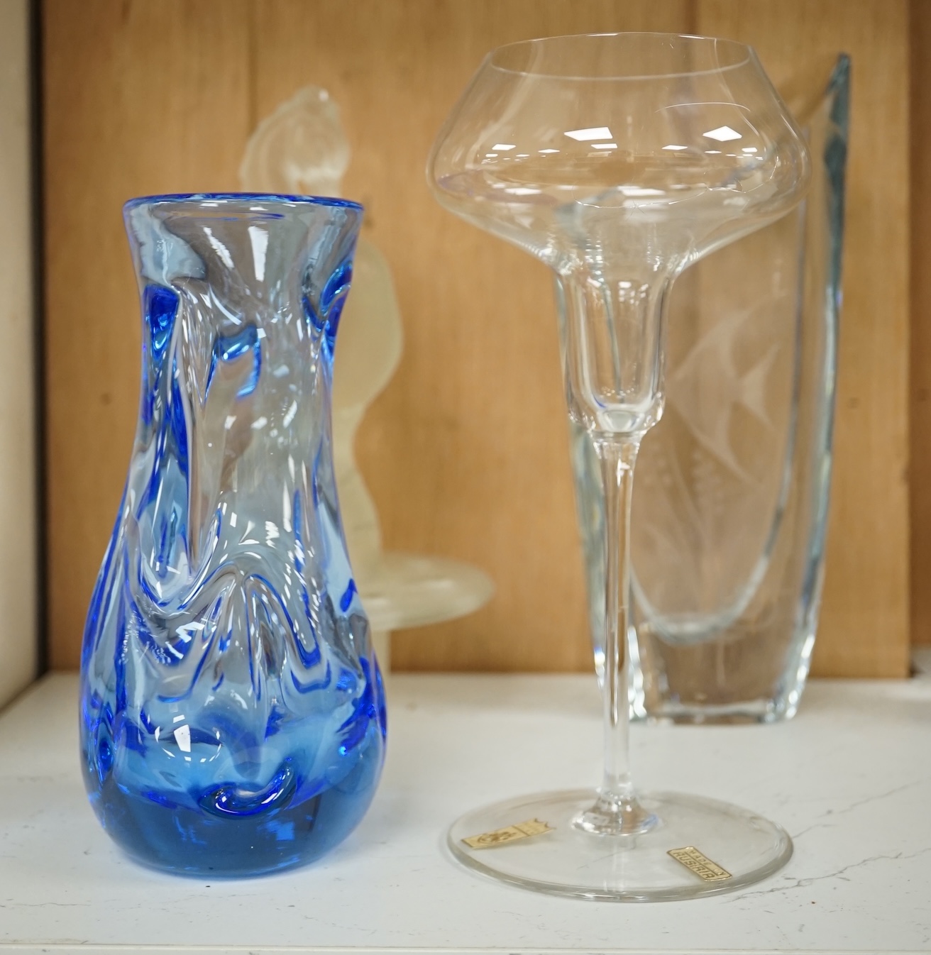 A quantity of various glass vases and figures to include Murano, tallest 31cm. Condition - varies